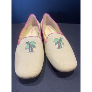 Vintage Pappagallo Overtime Yellow LinenFabric Woven Slip On Low Heel Sz 8.5 EUC